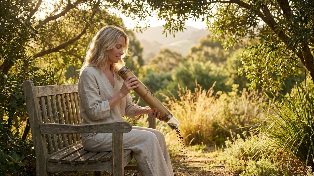 Bamboo Rainstick Shaker — Pebble Fill Soothing Cascade - 6