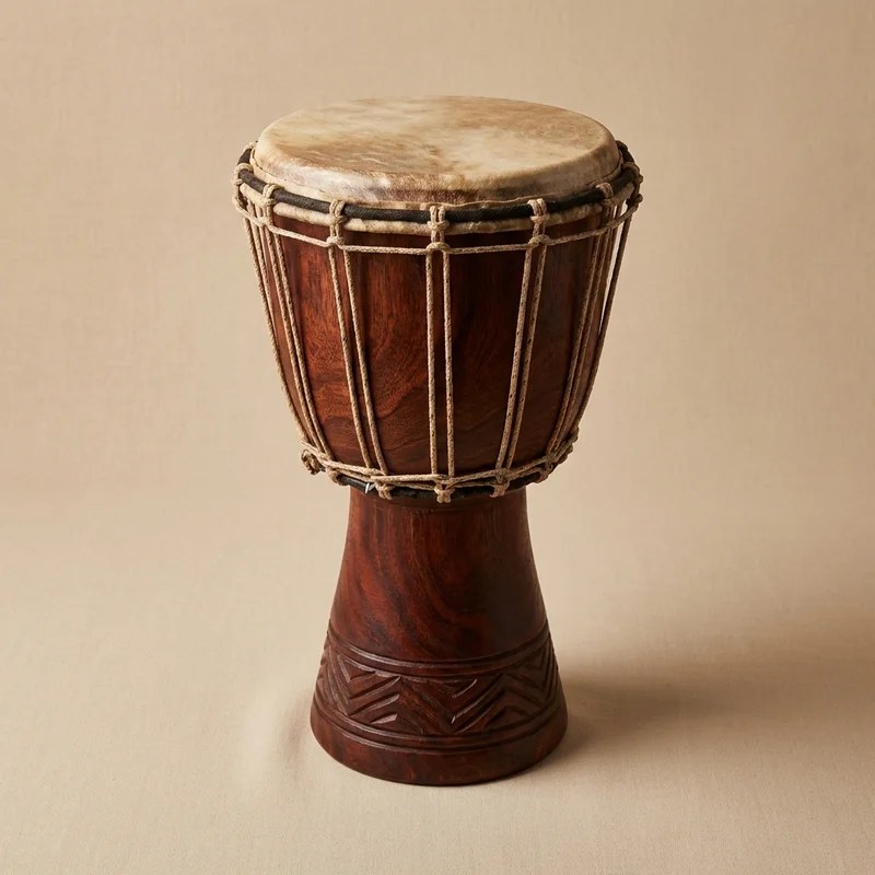 Mahogany Djembe Starter Kit — 10-Inch with Strap & Rhythm Guide - 1