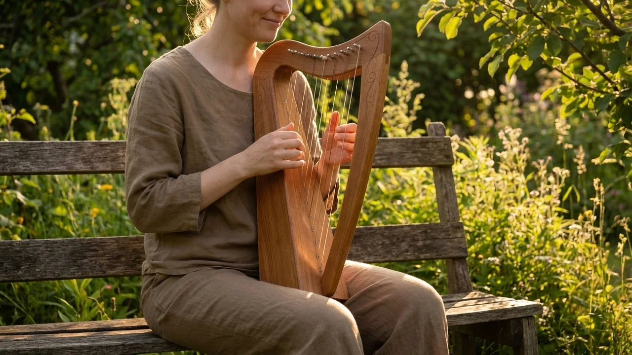 Western Red Cedar Lap Harp — 8 String Diatonic Sustainable - 6