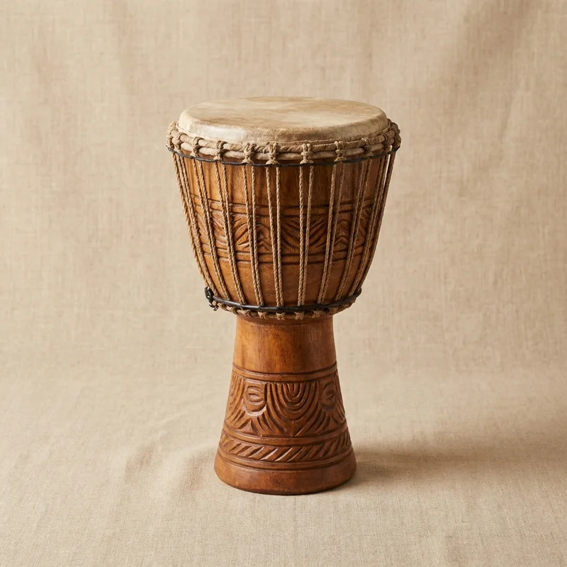 Mango Wood Djembe — 12-Inch Hand-Carved Plantation Grown - 1