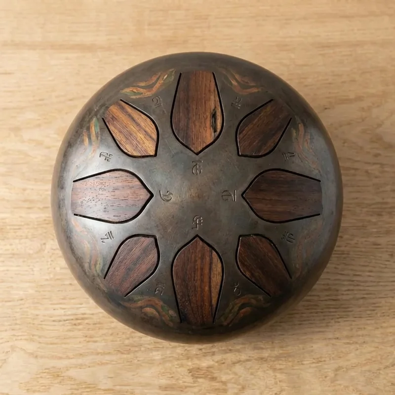 Reclaimed Teak Tongue Drum — 8 Notes D Minor Meditation - 2