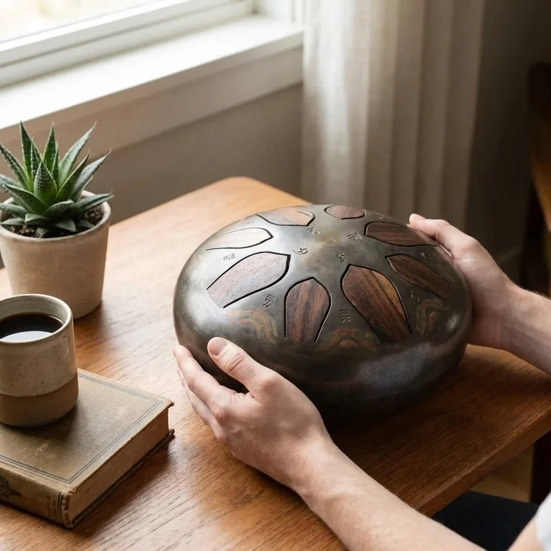Reclaimed Teak Tongue Drum — 8 Notes D Minor Meditation - 4