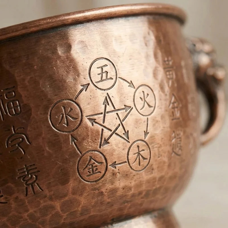 Copper Taoist Bowl — D Note Five Elements Design - 3