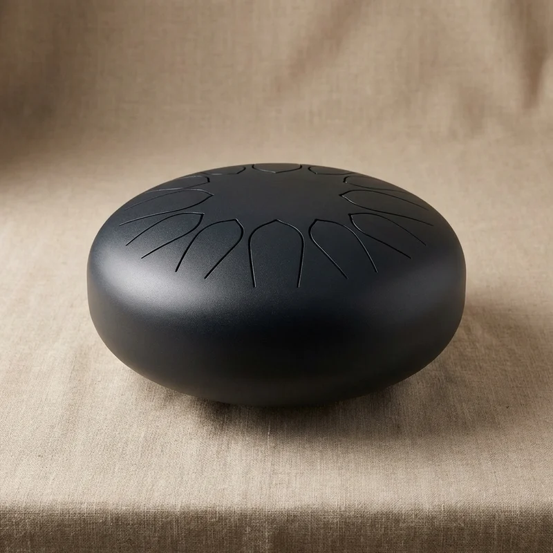 Alloy Steel Tongue Drum — D Minor 13-Note Obsidian Black - 1
