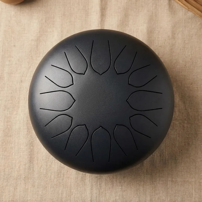 Alloy Steel Tongue Drum — D Minor 13-Note Obsidian Black - 2