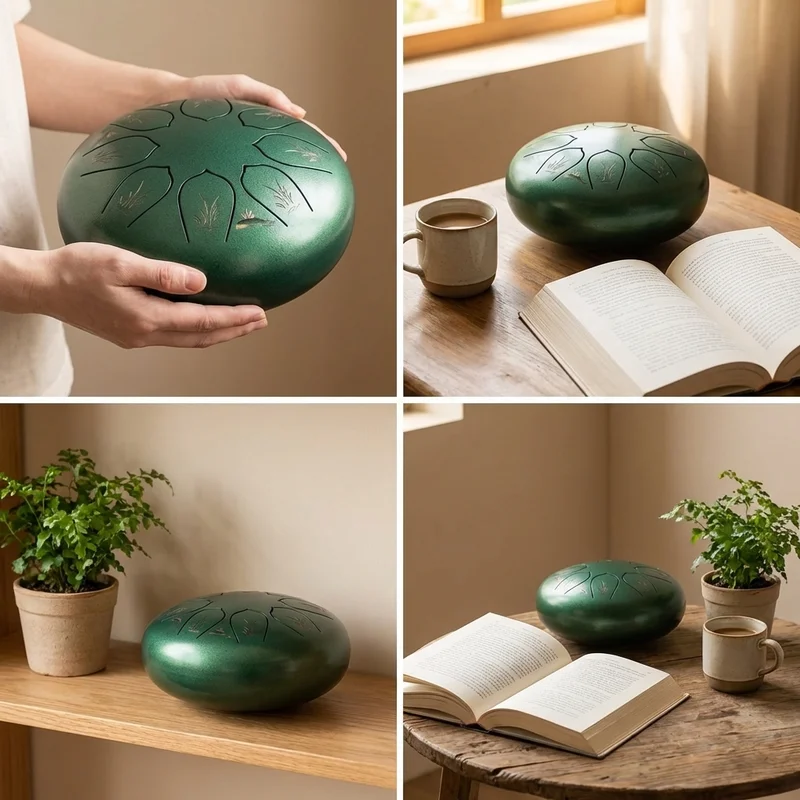 Titanium Alloy Tongue Drum — Akebono Scale 8-Note Forest Green - 4