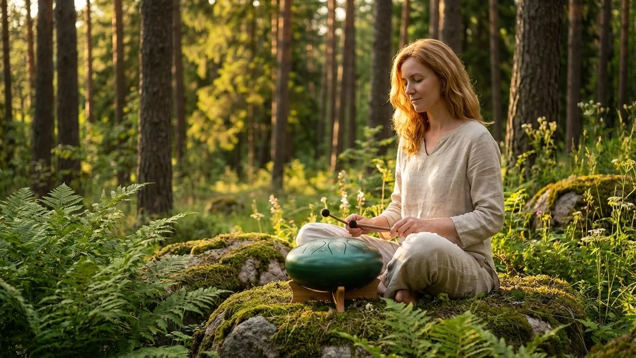 Titanium Alloy Tongue Drum — Akebono Scale 8-Note Forest Green - 6