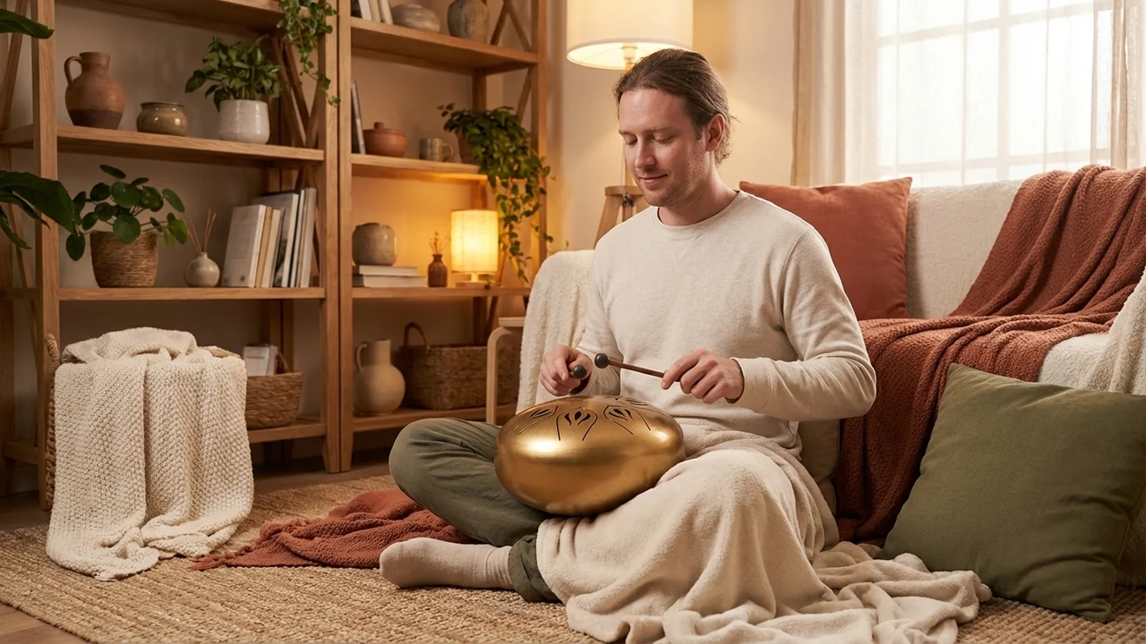 Mini Steel Tongue Drum — C Pentatonic 6-Note Sunrise Gold - 5