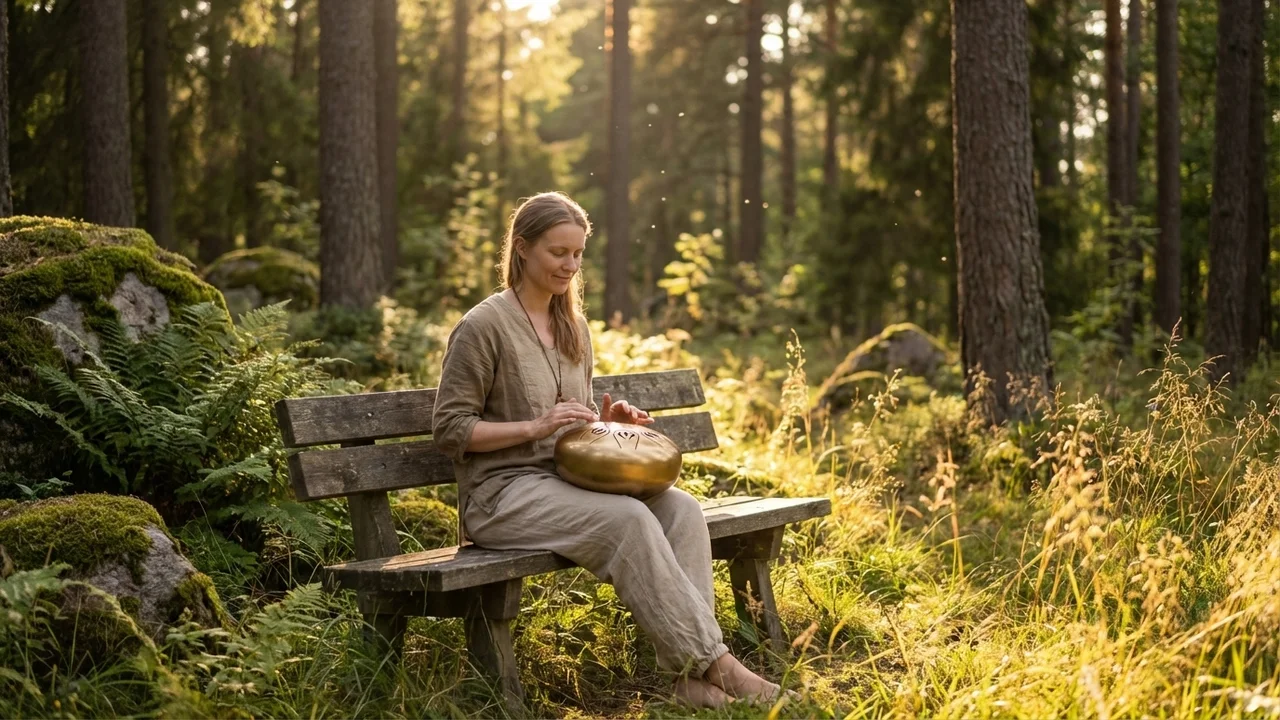 Mini Steel Tongue Drum — C Pentatonic 6-Note Sunrise Gold - 6