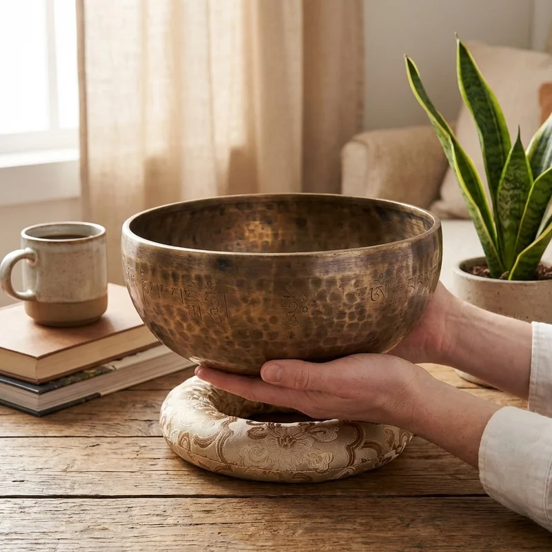 Seven-Metal Therapy Tibetan Singing Bowl — 9-Inch Healing Grade - 4