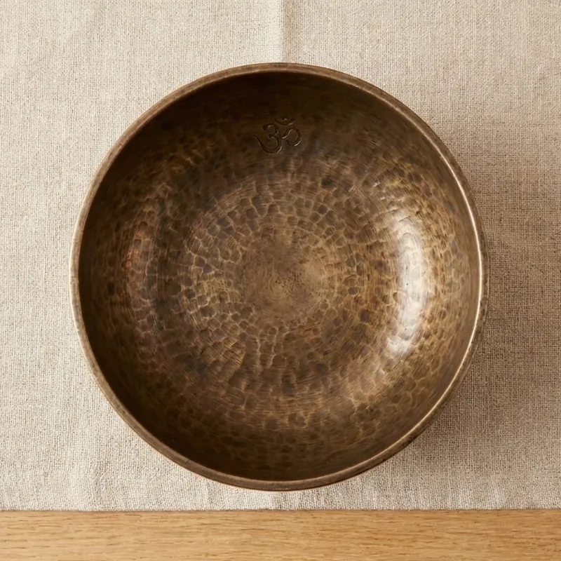 Antique Hand-Hammered Tibetan Singing Bowl — 7-Inch Om Etched - 2