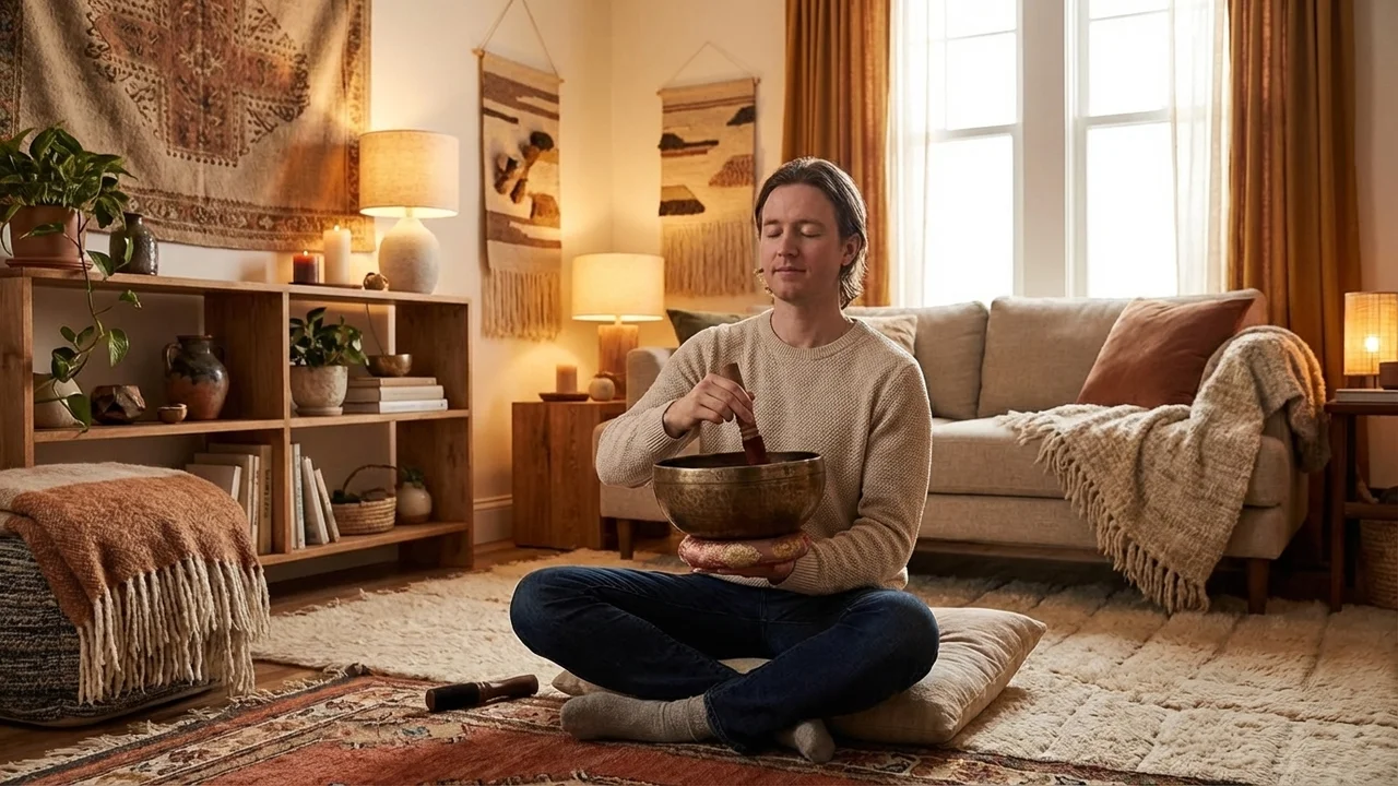 Antique Hand-Hammered Tibetan Singing Bowl — 7-Inch Om Etched - 5