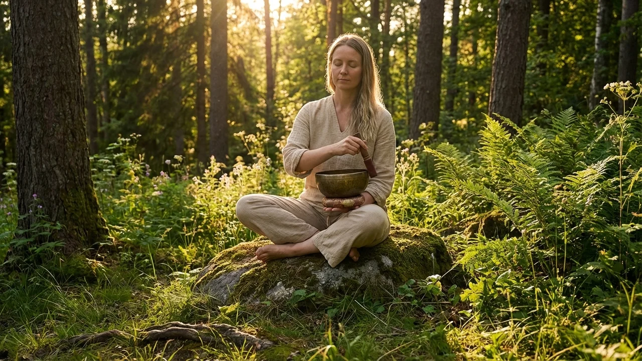 Antique Hand-Hammered Tibetan Singing Bowl — 7-Inch Om Etched - 6