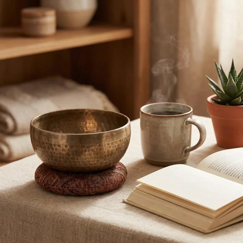 Full Moon Bronze Tibetan Singing Bowl — 5-Inch Meditation Grade - 4