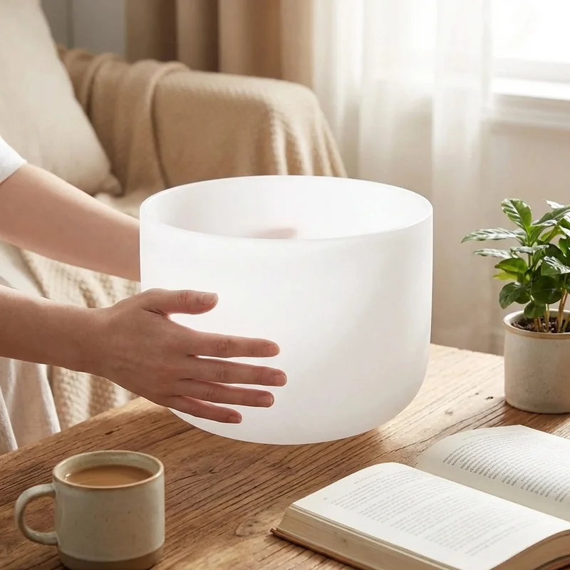 Frosted Crystal Singing Bowl — F Note Heart Chakra 10-Inch - 4