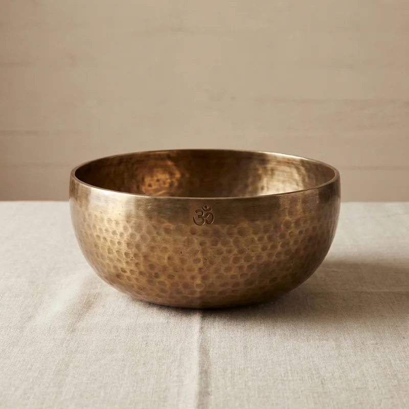 Hammered Bronze Singing Bowl — 8-Inch Om Resonance Set - 1