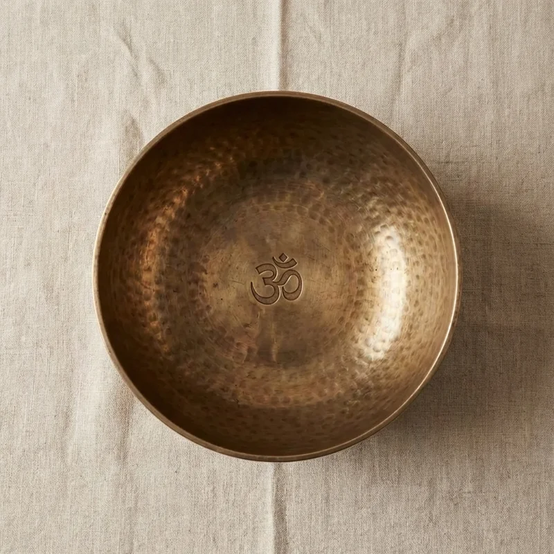 Hammered Bronze Singing Bowl — 8-Inch Om Resonance Set - 2