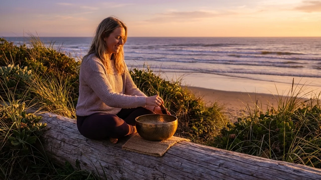 Hammered Bronze Singing Bowl — 8-Inch Om Resonance Set - 6